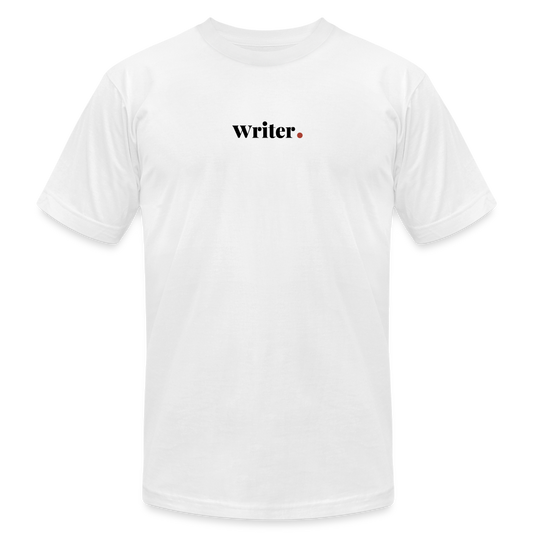 "Writer" Unisex Jersey T-Shirt by Bella + Canvas - white