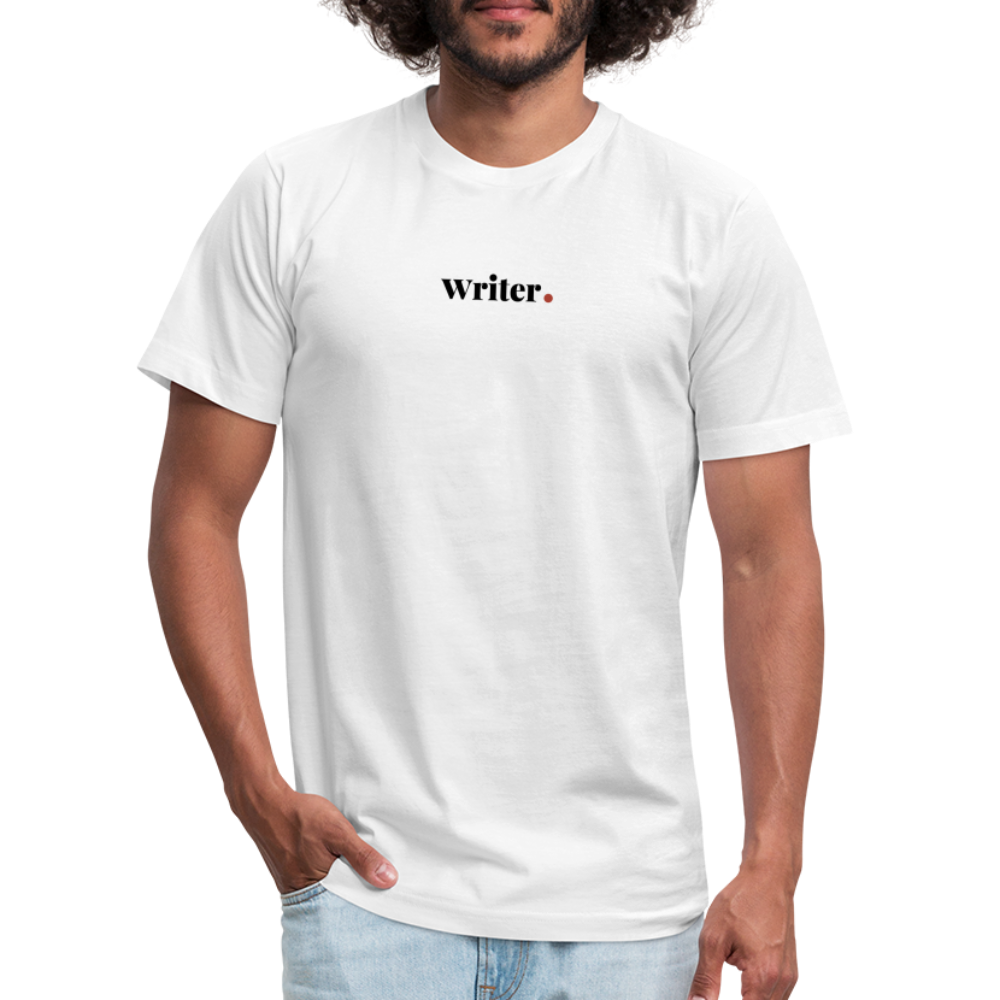 "Writer" Unisex Jersey T-Shirt by Bella + Canvas - white